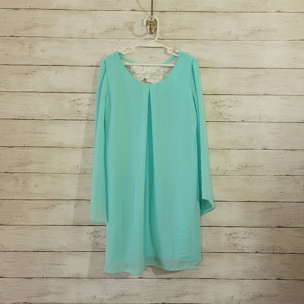 Amy‎ Byer Girls Lace Back Flowy Chiffon Dress Missing Tie Size 8